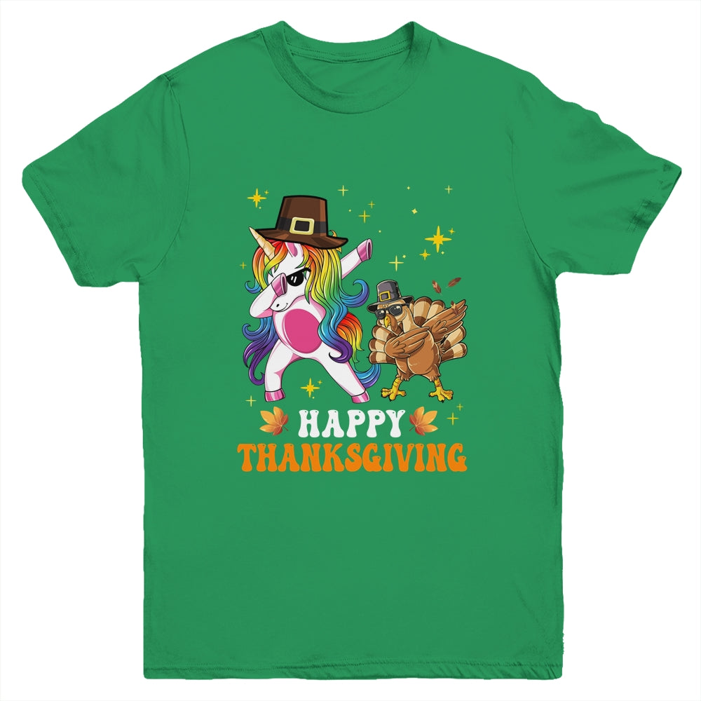 Cute Unicorn Thanksgiving For Girls Pilgrim Hat Turkey Youth Shirt | siriusteestore