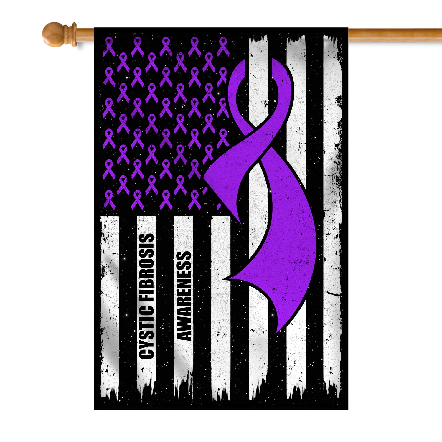 Cystic Fibrosis Awareness America Flag Purple Ribbon | siriusteestore