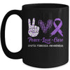 Cystic Fibrosis Awareness Peace Love Cure Leopard Mug | siriusteestore