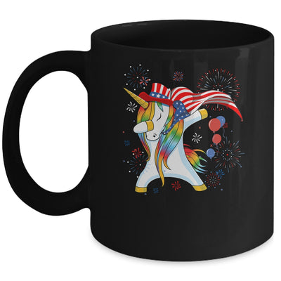 Dabbing Unicorn 4th of July American Flag Girls Mug | siriusteestore