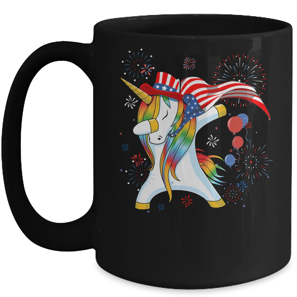 Dabbing Unicorn 4th of July American Flag Girls Mug | siriusteestore