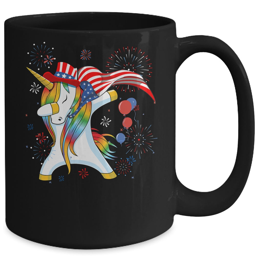 Dabbing Unicorn 4th of July American Flag Girls Mug | siriusteestore