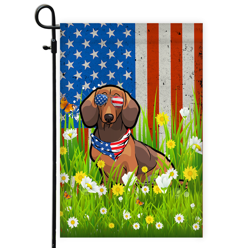 Dachshund American USA Flag 4th of July Dog Lover On Independence Day | siriusteestore