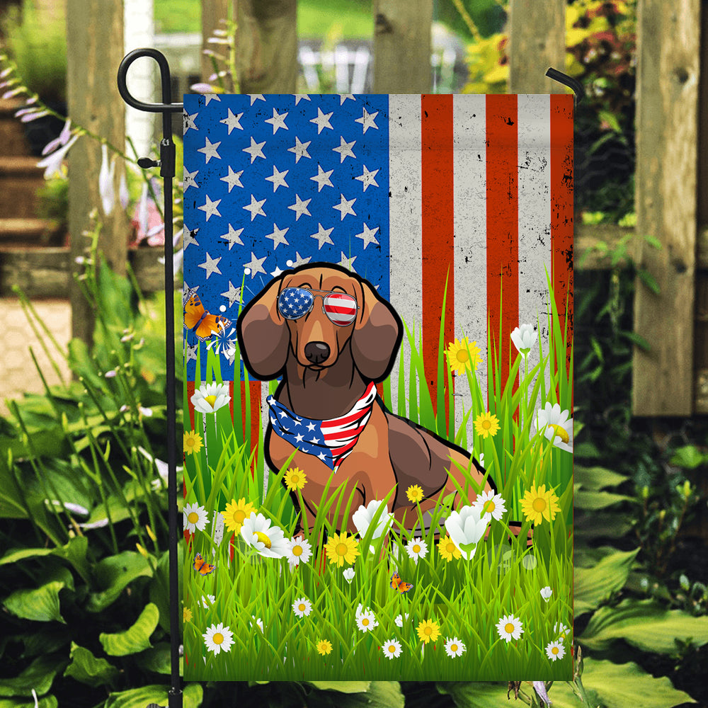 Dachshund American USA Flag 4th of July Dog Lover On Independence Day | siriusteestore