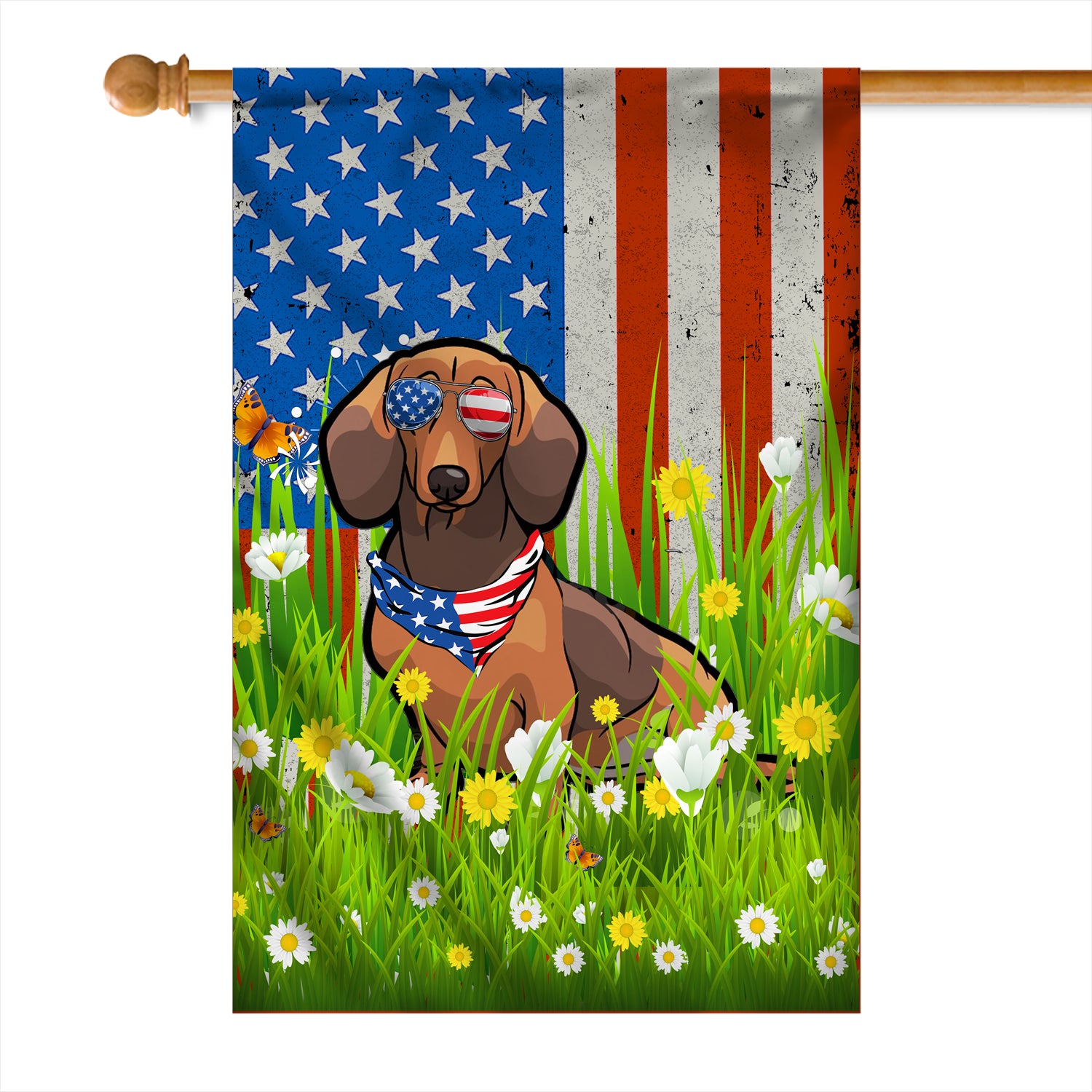 Dachshund American USA Flag 4th of July Dog Lover On Independence Day | siriusteestore