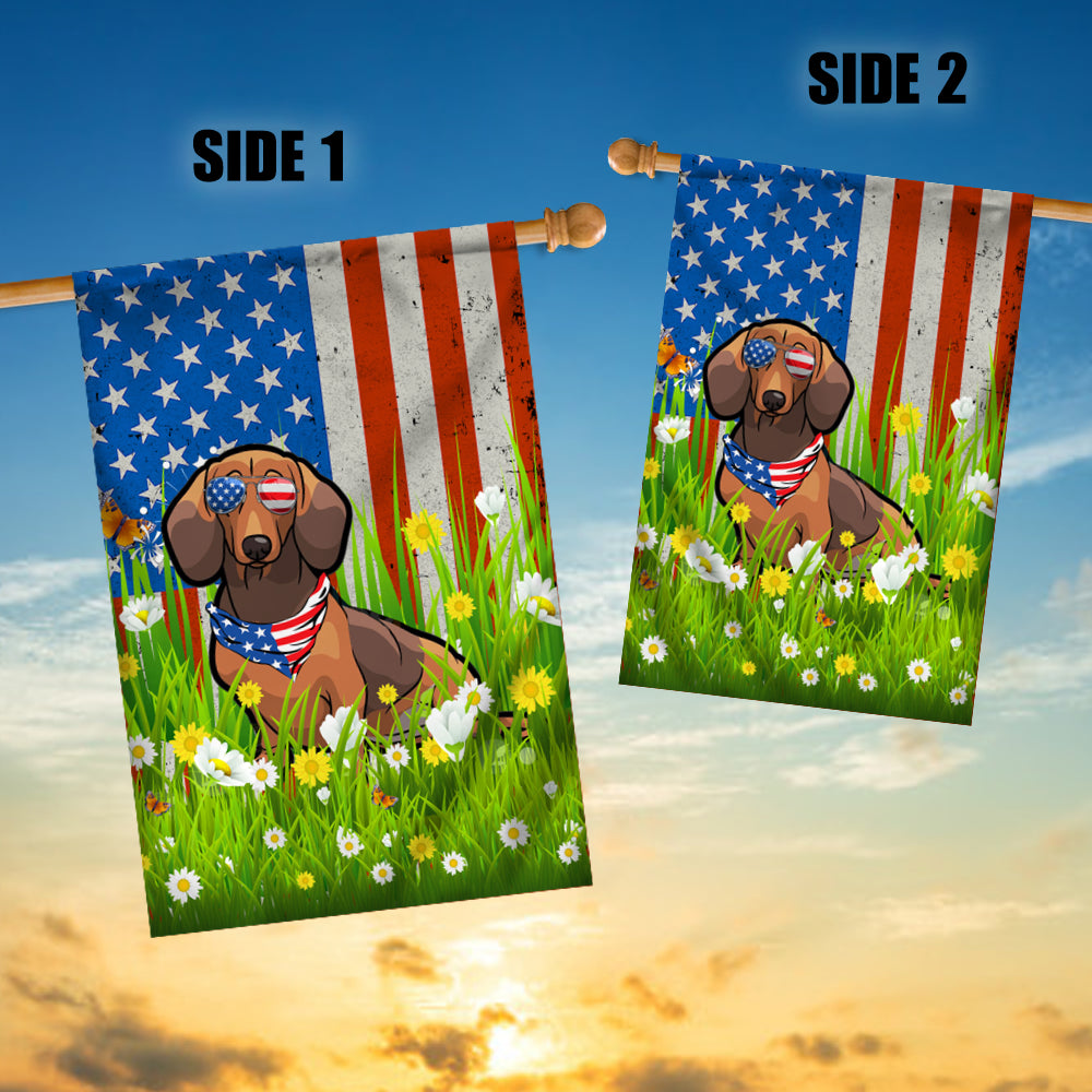 Dachshund American USA Flag 4th of July Dog Lover On Independence Day | siriusteestore