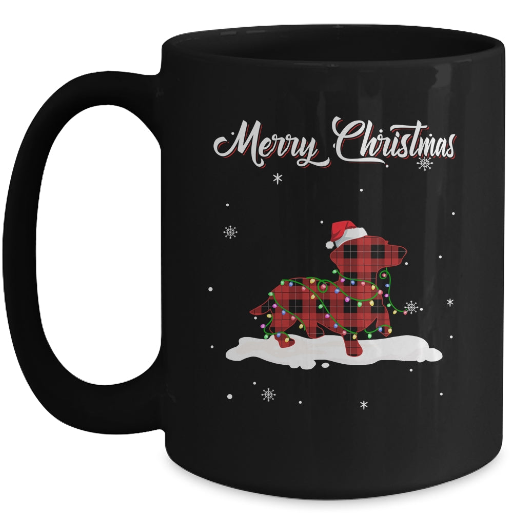 Dachshund Christmas Red Plaid Dog Lover Pajama Family Gift Mug | siriusteestore