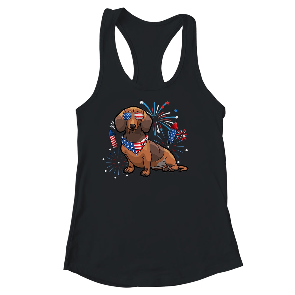 Dachshund Dog American USA Flag 4th of July Men women Lover Shirt & Tank Top | siriusteestore
