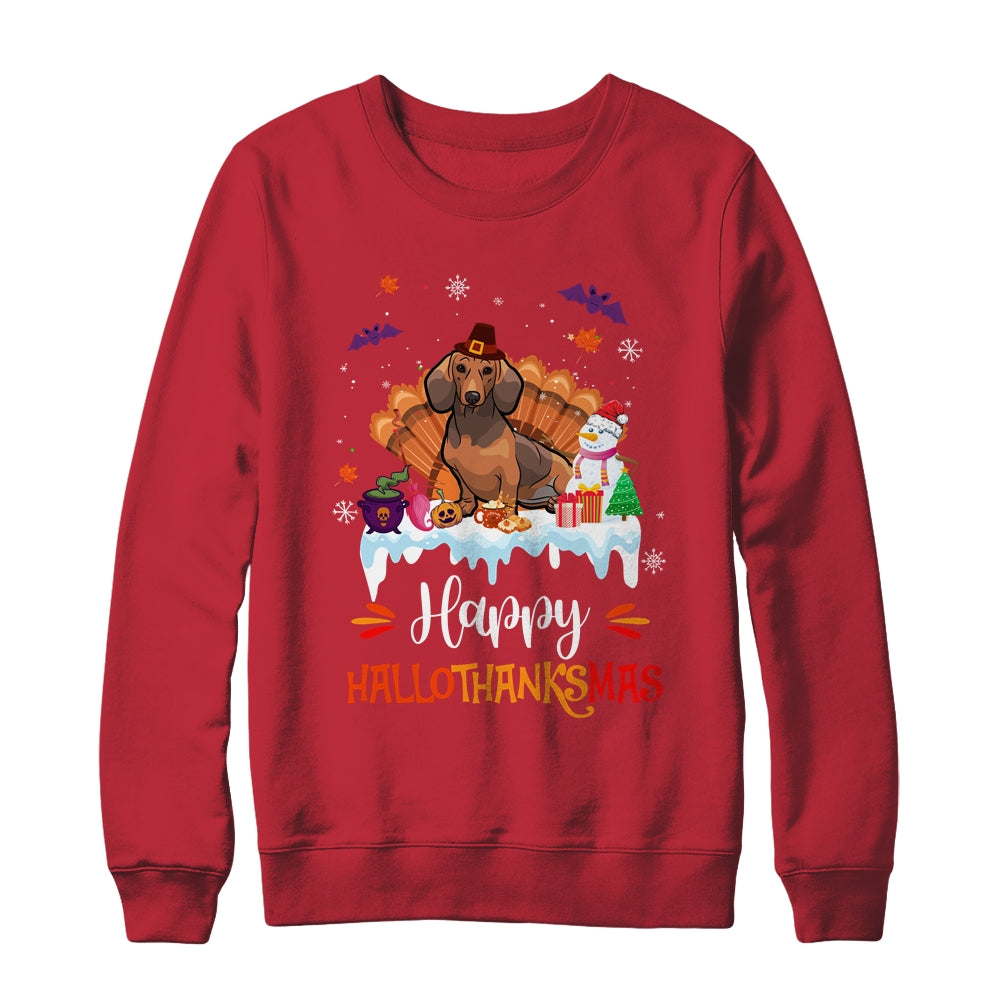Dachshund HalloThanksMas Halloween Thanksgiving Christmas Shirt & Sweatshirt | siriusteestore