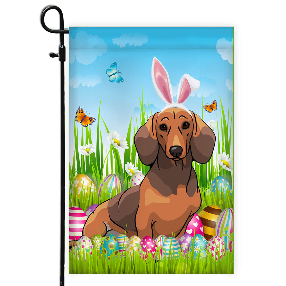 Dachshund Happy Easter Day Holiday Flag Funny Dog Dog Wear Bunny Ears Headband Cute for Home Decor | siriusteestore