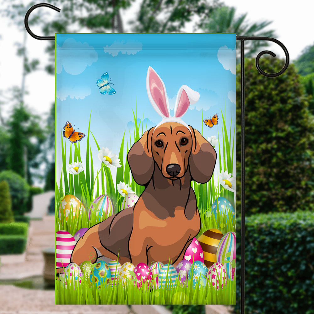 Dachshund Happy Easter Day Holiday Flag Funny Dog Dog Wear Bunny Ears Headband Cute for Home Decor | siriusteestore