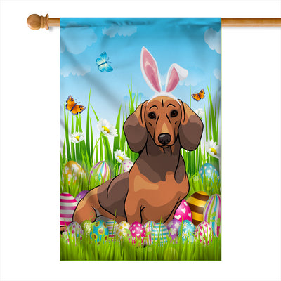 Dachshund Happy Easter Day Holiday Flag Funny Dog Dog Wear Bunny Ears Headband Cute for Home Decor | siriusteestore