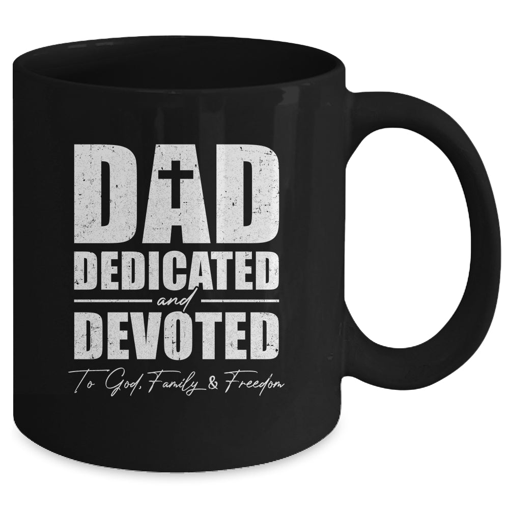 Dad Dedicated And Devoted Happy Fathers Day Mug | siriusteestore