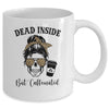 Dead Inside But Caffeinated Skeleton Messy Bun Leopard Mug | siriusteestore