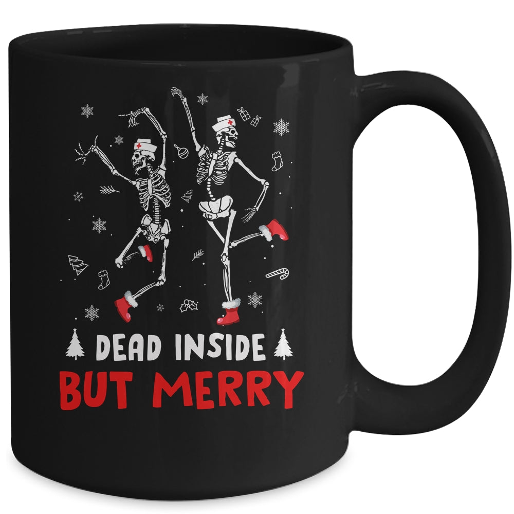 Dead Inside But Merry Funny Dancing Skeleton Christmas Nurse Mug | siriusteestore
