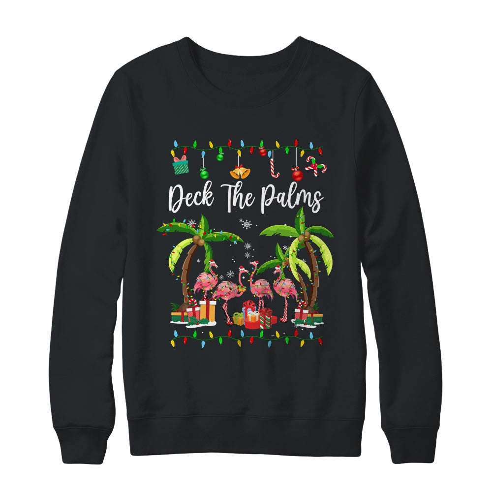 Deck the Palms Merry Flamingo Christmas Tree Xmas Shirt & Sweatshirt | siriusteestore