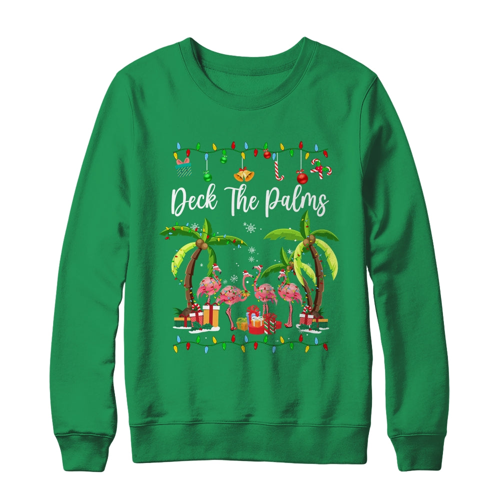 Deck the Palms Merry Flamingo Christmas Tree Xmas Shirt & Sweatshirt | siriusteestore