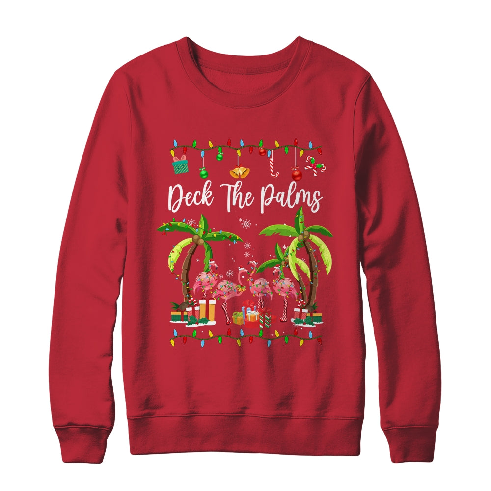 Deck the Palms Merry Flamingo Christmas Tree Xmas Shirt & Sweatshirt | siriusteestore