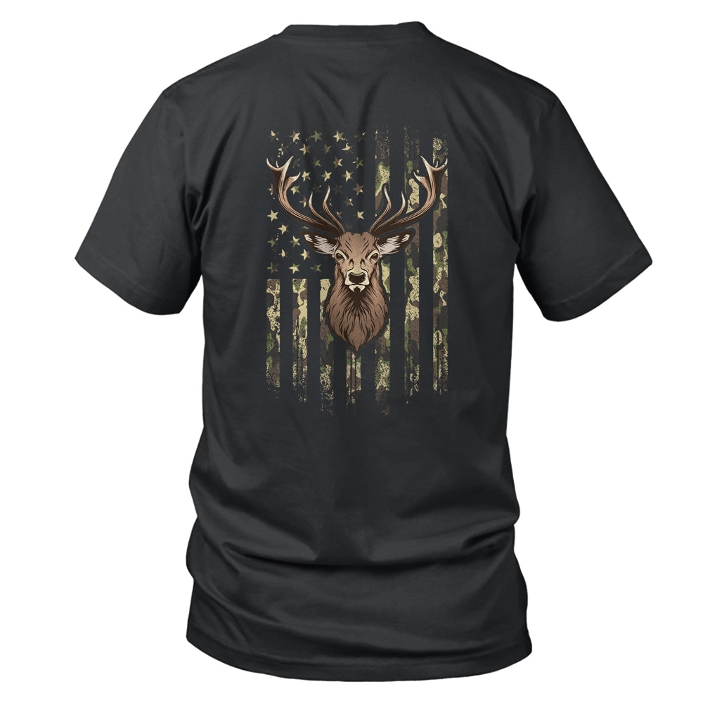 Deer Whitetail Buck American Camo US Flag Deer Hunting Shirt & Sweatshirt | siriusteestore