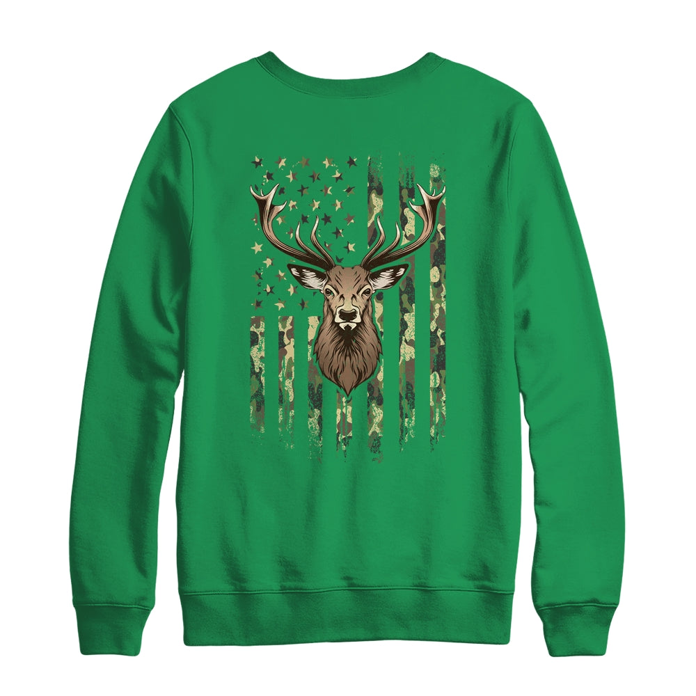 Deer Whitetail Buck American Camo US Flag Deer Hunting Shirt & Sweatshirt | siriusteestore