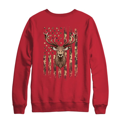 Deer Whitetail Buck American Camo US Flag Deer Hunting Shirt & Sweatshirt | siriusteestore