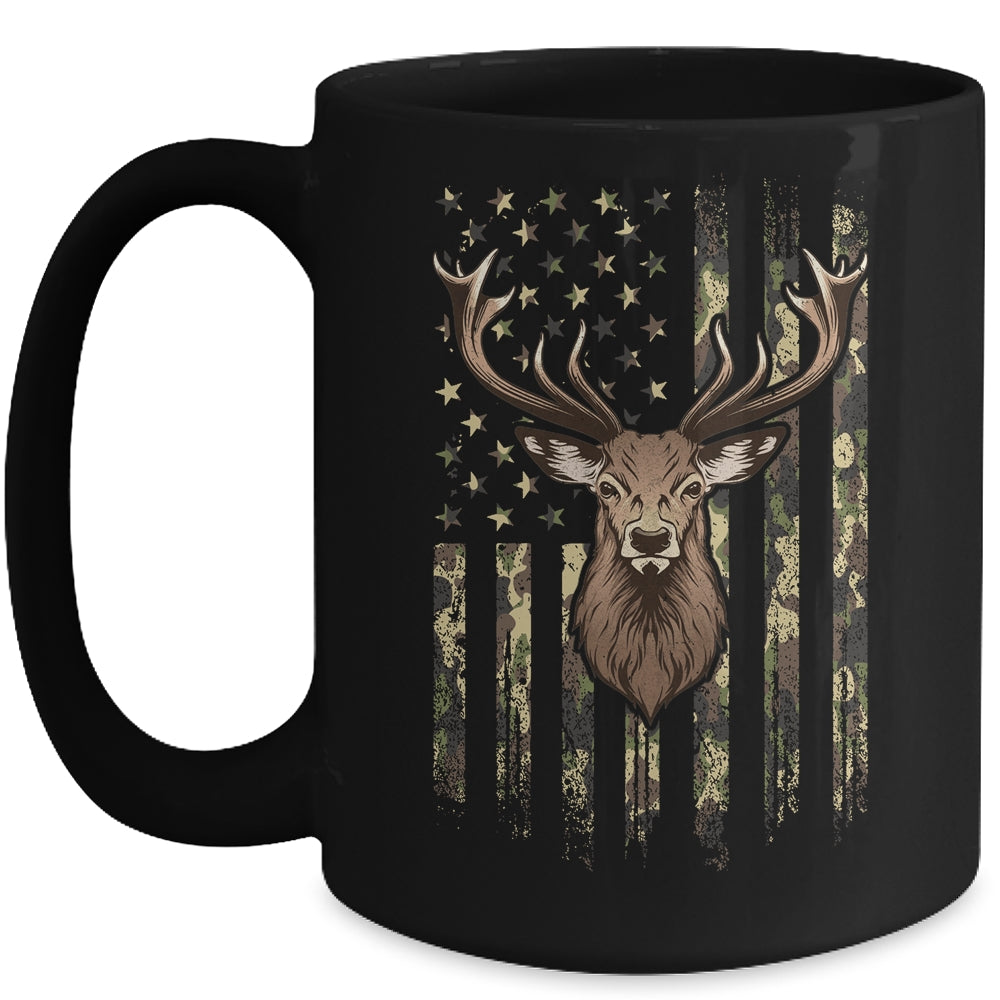 Deer Whitetail Buck American Camo US Flag Deer Hunting Mug | siriusteestore