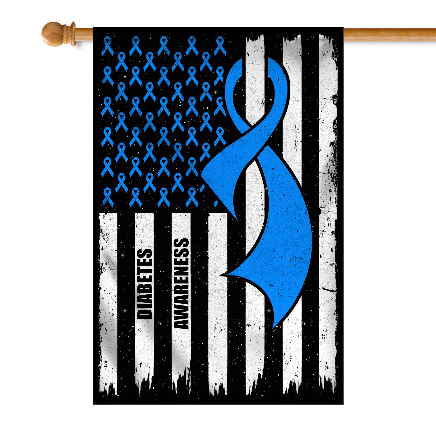 Diabetes Awareness America Flag Blue Ribbon | siriusteestore