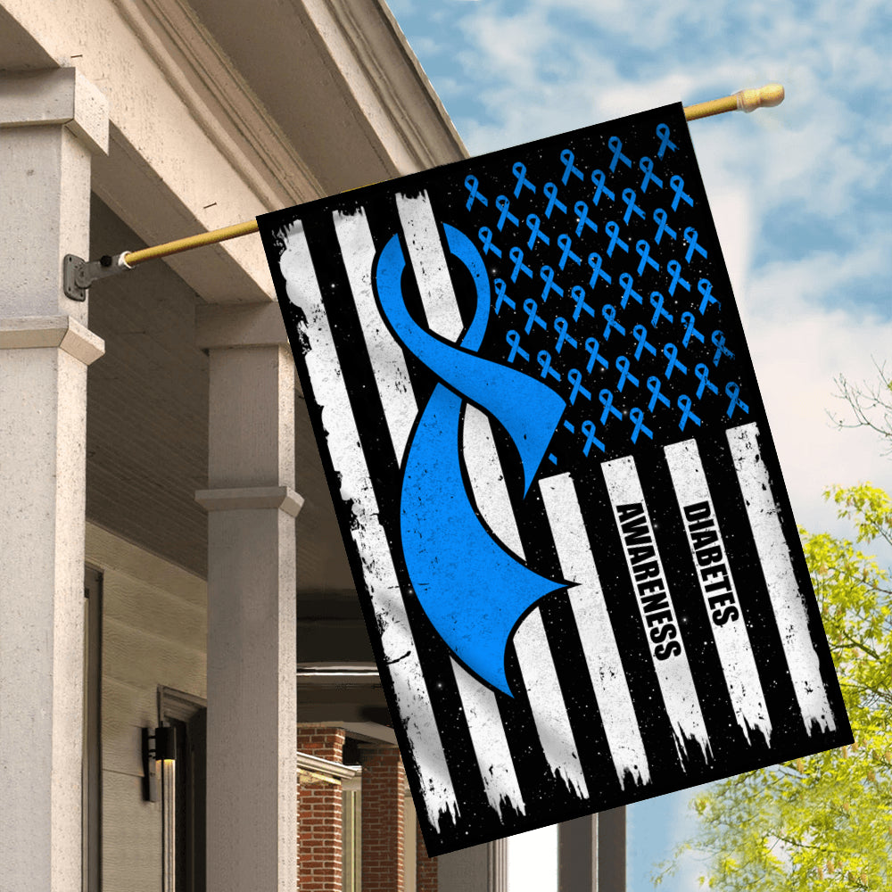 Diabetes Awareness America Flag Blue Ribbon | siriusteestore