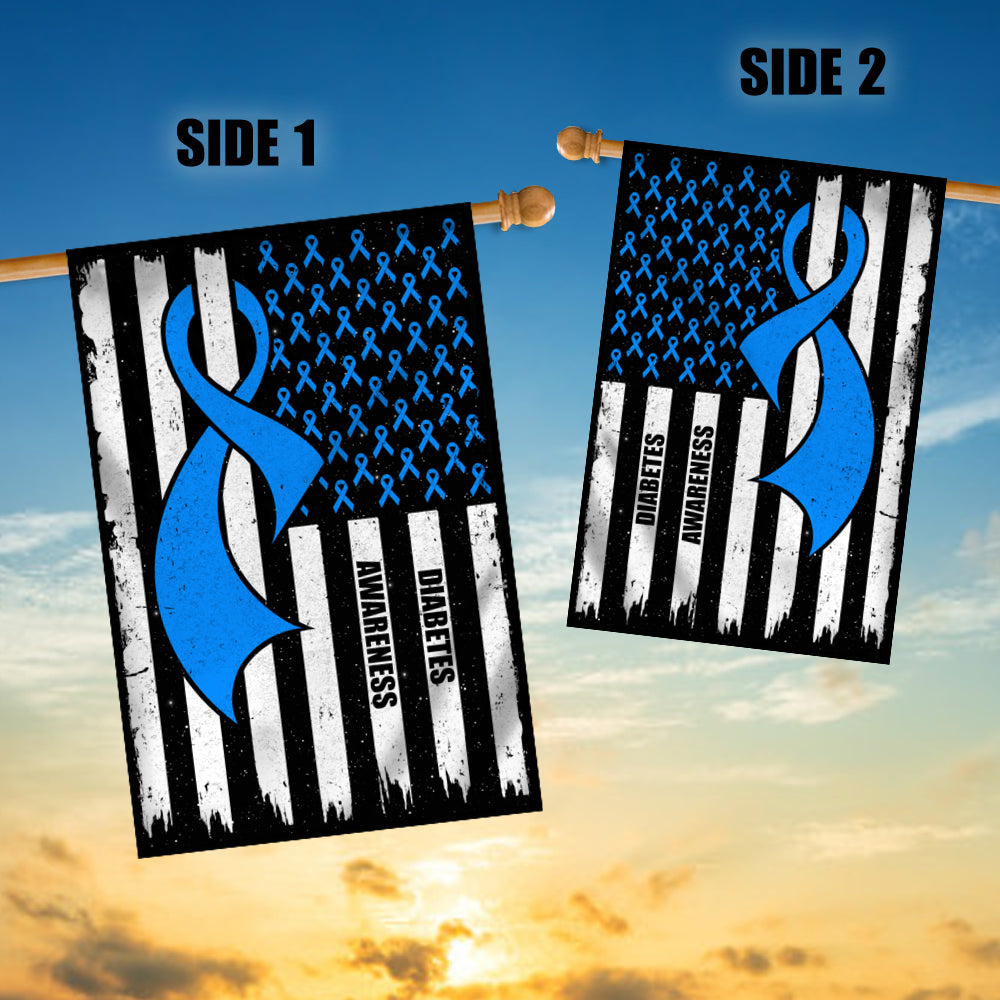 Diabetes Awareness America Flag Blue Ribbon | siriusteestore