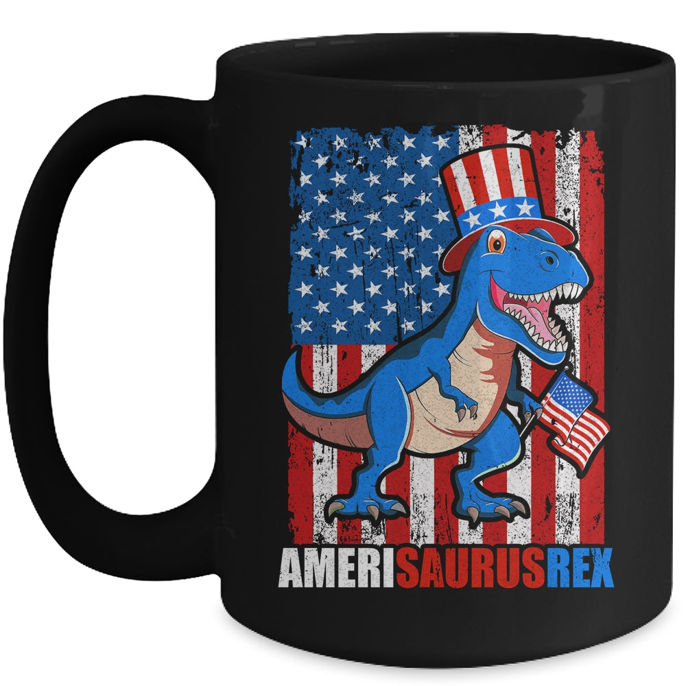 Dinosaur 4th of July Kids Boys Men Amerisaurus T Rex Funny Mug | siriusteestore