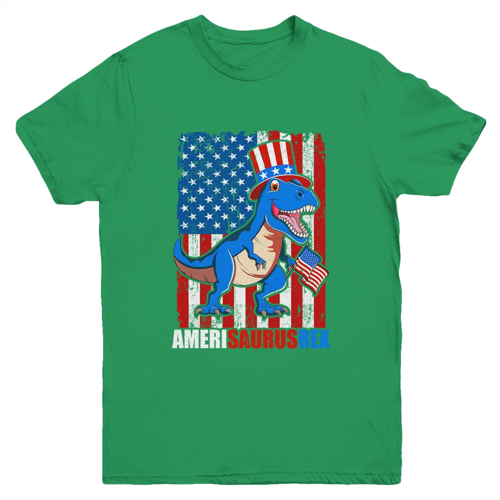 Dinosaur 4th of July Kids Boys Men Amerisaurus T Rex Funny Youth Shirt | siriusteestore