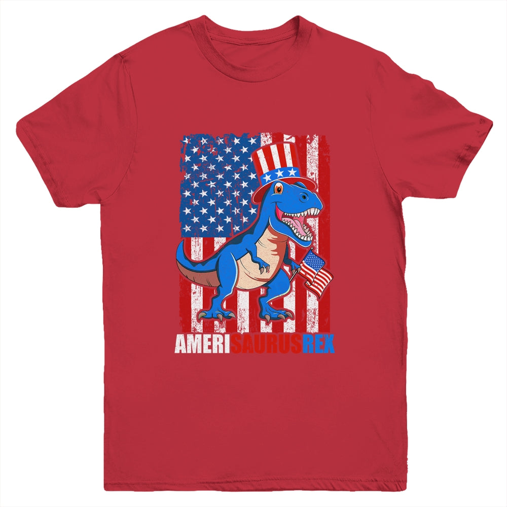 Dinosaur 4th of July Kids Boys Men Amerisaurus T Rex Funny Youth Shirt | siriusteestore