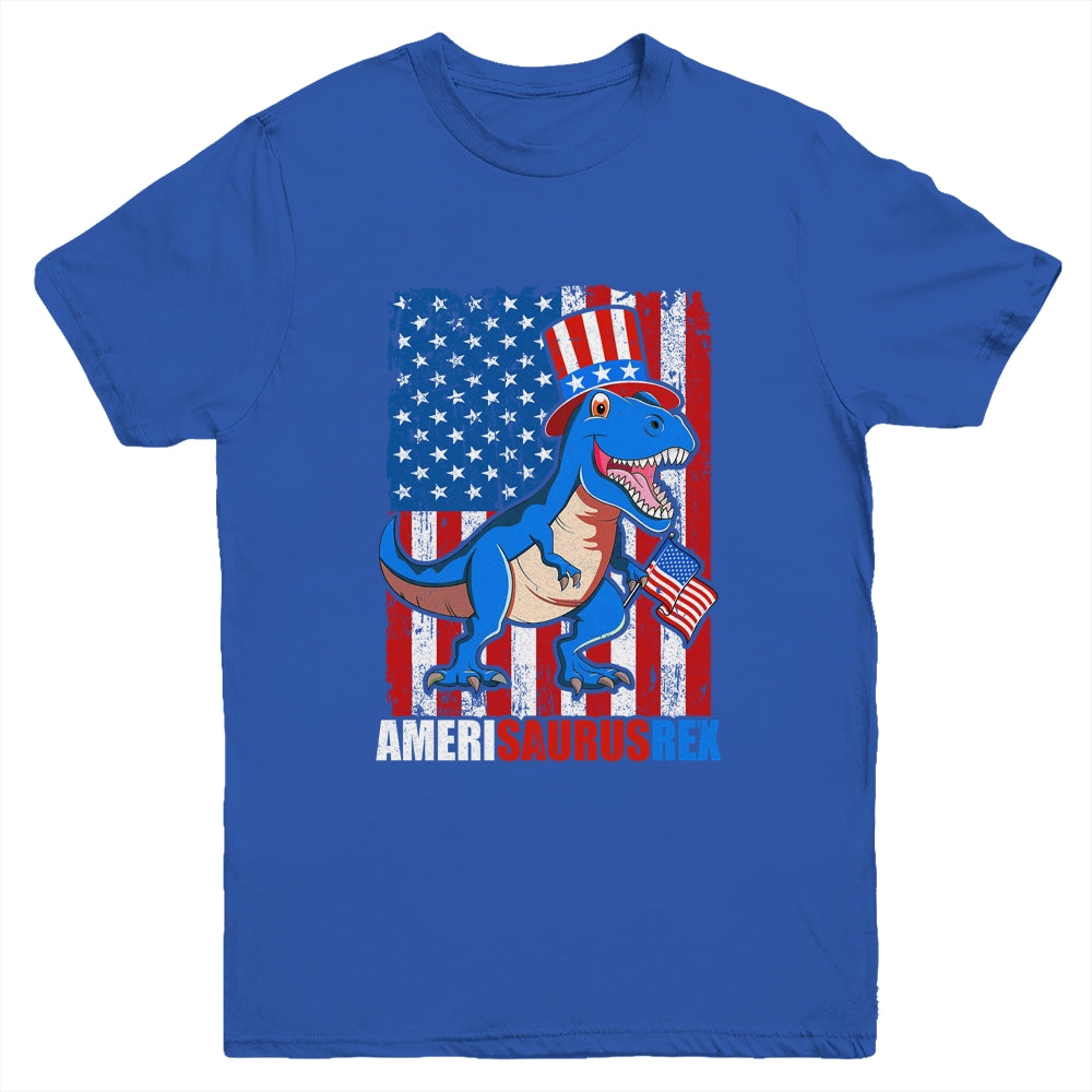 Dinosaur 4th of July Kids Boys Men Amerisaurus T Rex Funny Youth Shirt | siriusteestore