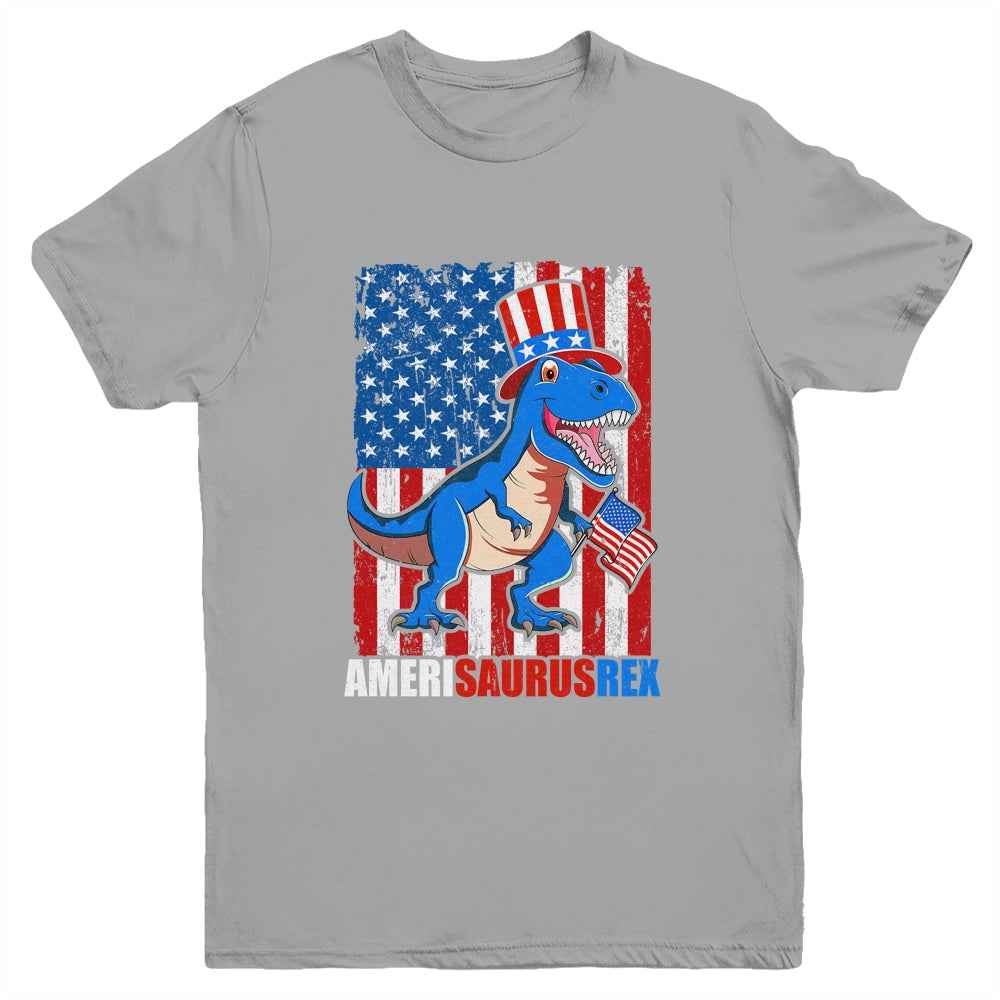 Dinosaur 4th of July Kids Boys Men Amerisaurus T Rex Funny Youth Shirt | siriusteestore