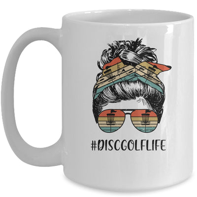 Disc Golf Mom Life Messy Bun Hair Glasses Mug | siriusteestore