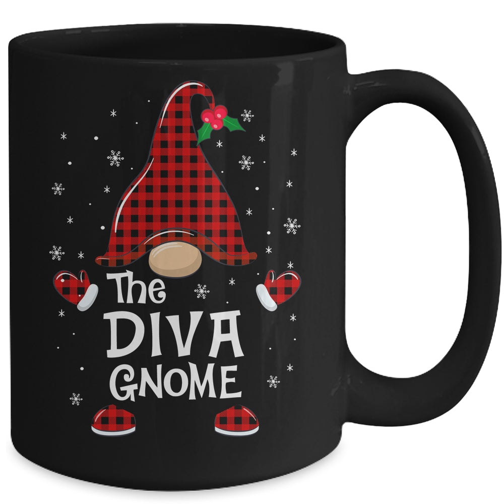 Diva Gnome Buffalo Plaid Matching Christmas Pajama Gift Mug | siriusteestore