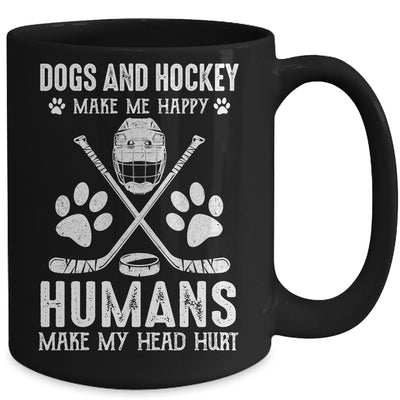 Dog And Hockey Makes Me Happy Ice Hockey Player Mug | siriusteestore