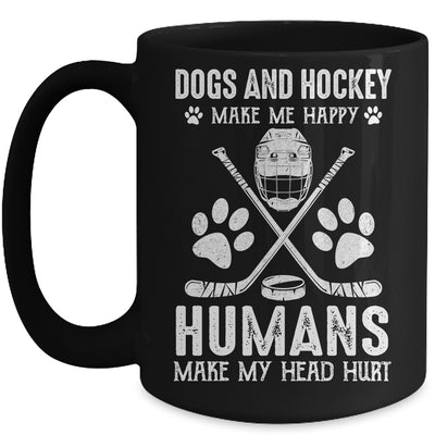 Dog And Hockey Makes Me Happy Ice Hockey Player Mug | siriusteestore