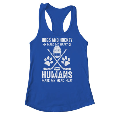 Dog And Hockey Makes Me Happy Ice Hockey Player Shirt & Tank Top | siriusteestore