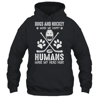 Dog And Hockey Makes Me Happy Ice Hockey Player Shirt & Tank Top | siriusteestore