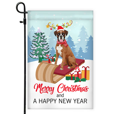 Dog Boxer Christmas Flag Merry Christmas and Happy New Year Welcome Gift for Dog Lovers | siriusteestore