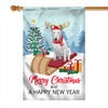 Dog Bull Terrier Christmas Flag Merry Christmas and Happy New Year Welcome Gift for Dog Lovers | siriusteestore