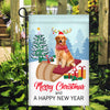Dog Golden Retriever Christmas Flag Merry Christmas and Happy New Year Welcome Gift for Dog Lovers | siriusteestore