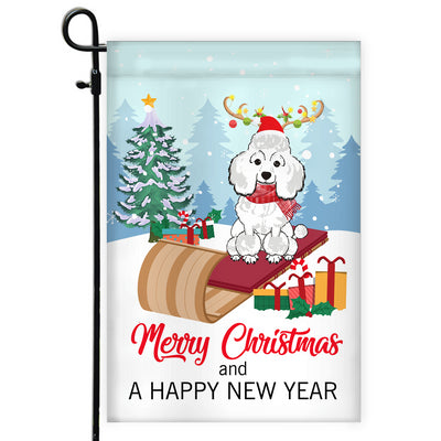 Dog Poodle Christmas Flag Merry Christmas and Happy New Year Welcome Gift for Dog Lovers | siriusteestore