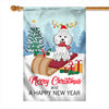 Dog Poodle Christmas Flag Merry Christmas and Happy New Year Welcome Gift for Dog Lovers | siriusteestore