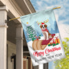 Dog Saint Bernard Christmas Flag Merry Christmas and Happy New Year Welcome Gift for Dog Lovers | siriusteestore