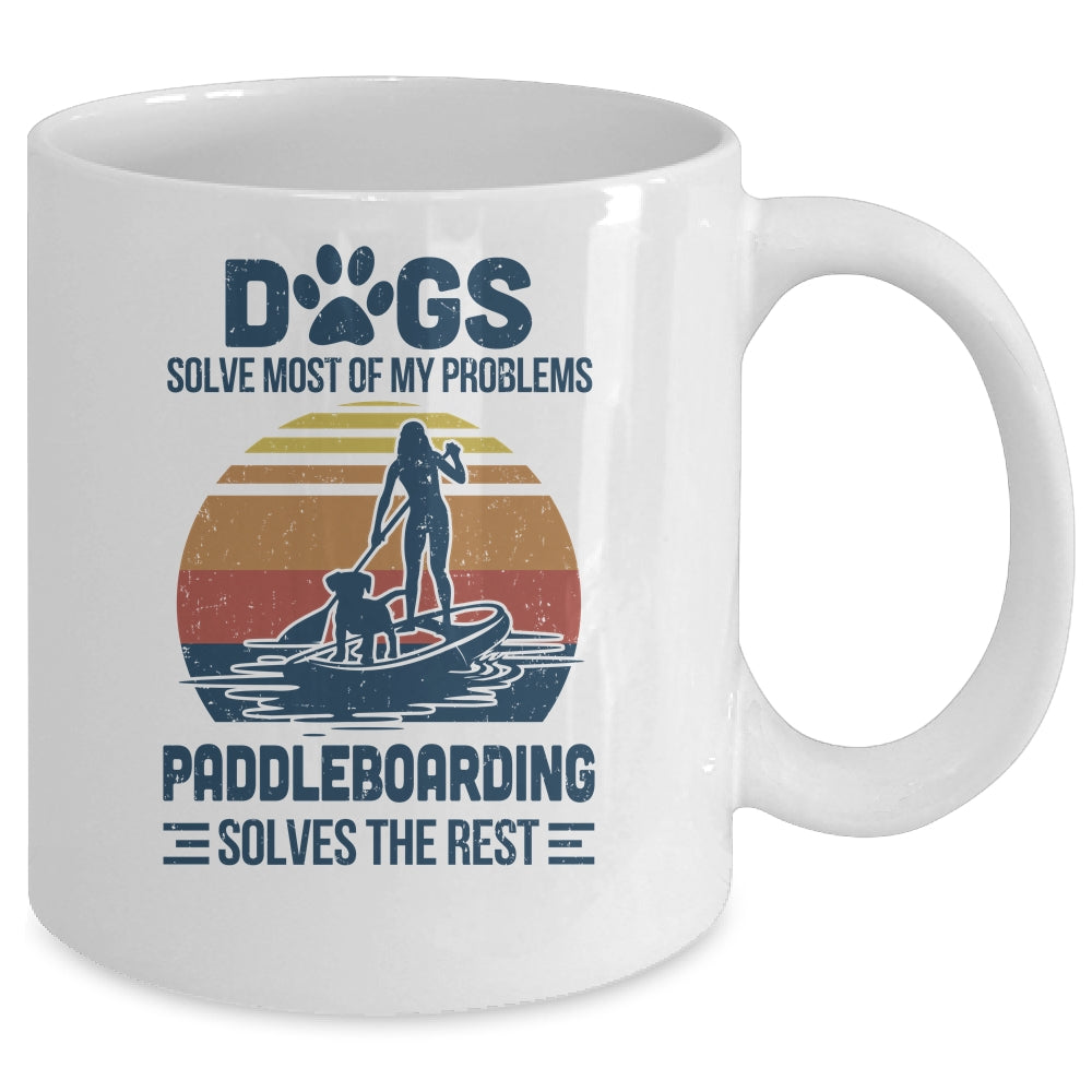 Dogs Solve Most Of My Problemes Paddleboarding Vintage Mug | siriusteestore