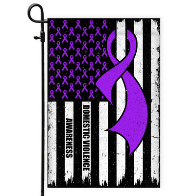 Domestic Violence Awareness America Flag Purple Ribbon | siriusteestore