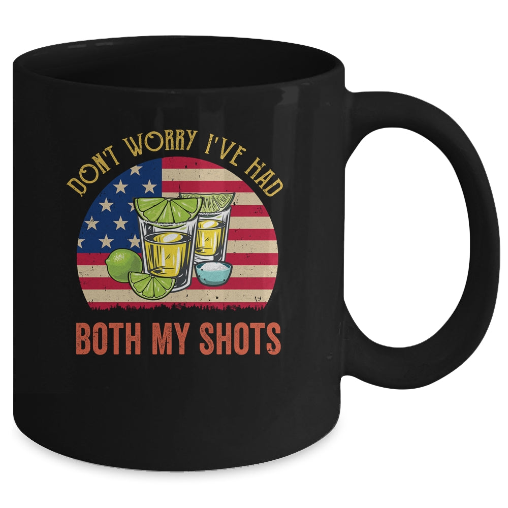Don't Worry I've Had Both My Shots Funny American Flag Mug | siriusteestore