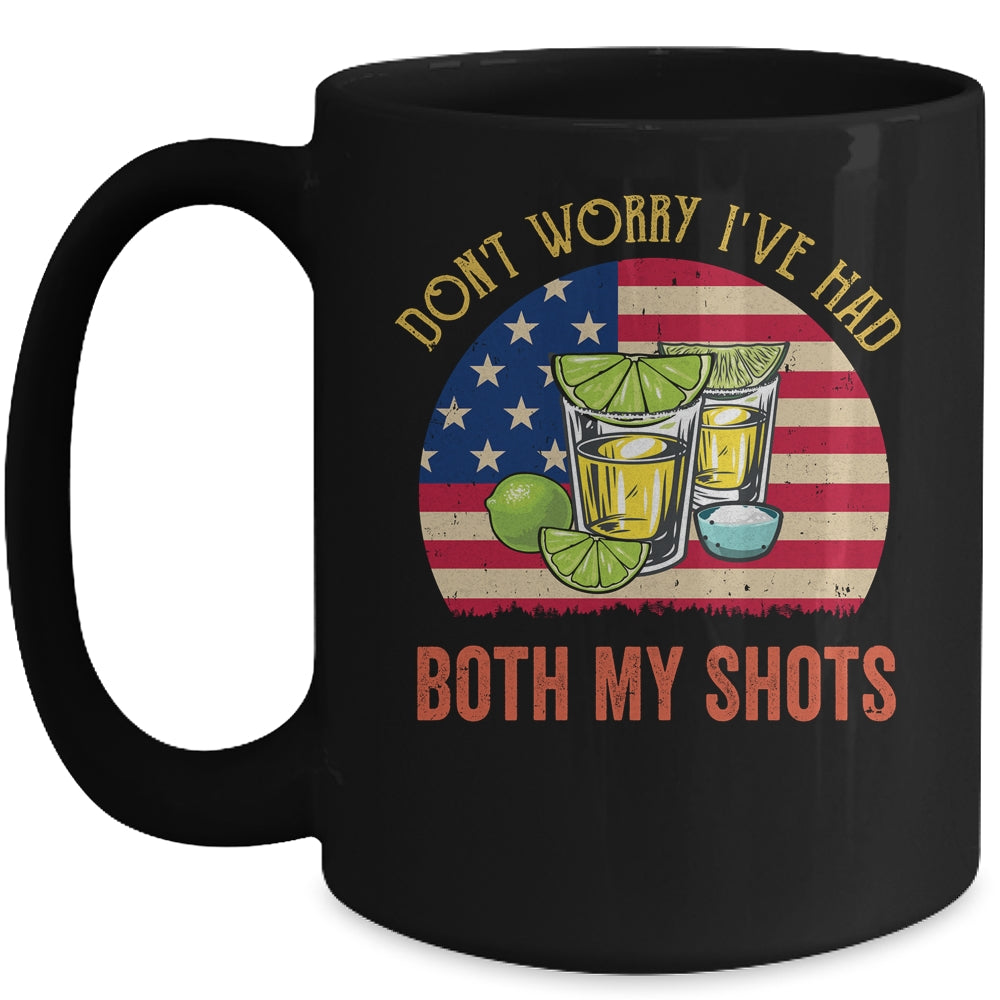 Don't Worry I've Had Both My Shots Funny American Flag Mug | siriusteestore